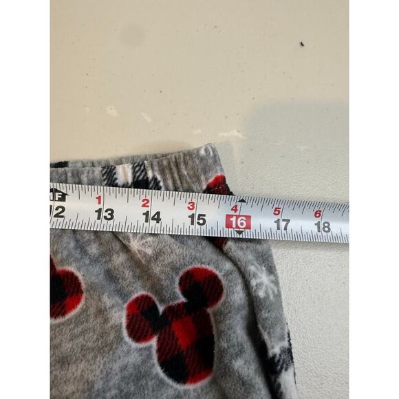 Disney Mickey Mouse Head Plaid Gray Lounge Fleece Pajama Bottoms Size L - Picture 6 of 6
